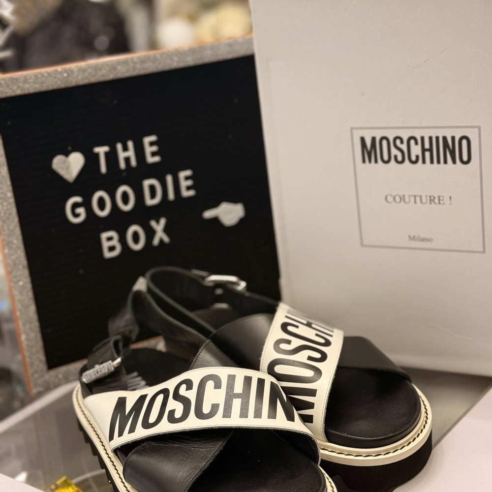 Moschino Monochrome Logo Sandals